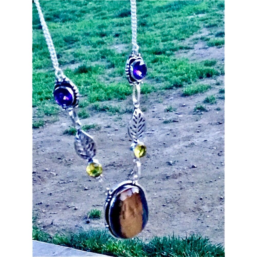 Boho Tigers Eye, Amethyst and Citrine Gorgeous, Unique Necklace